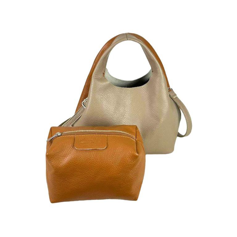 Borsa a Mano in Pelle con Tasca Interna e Tracolla 57859