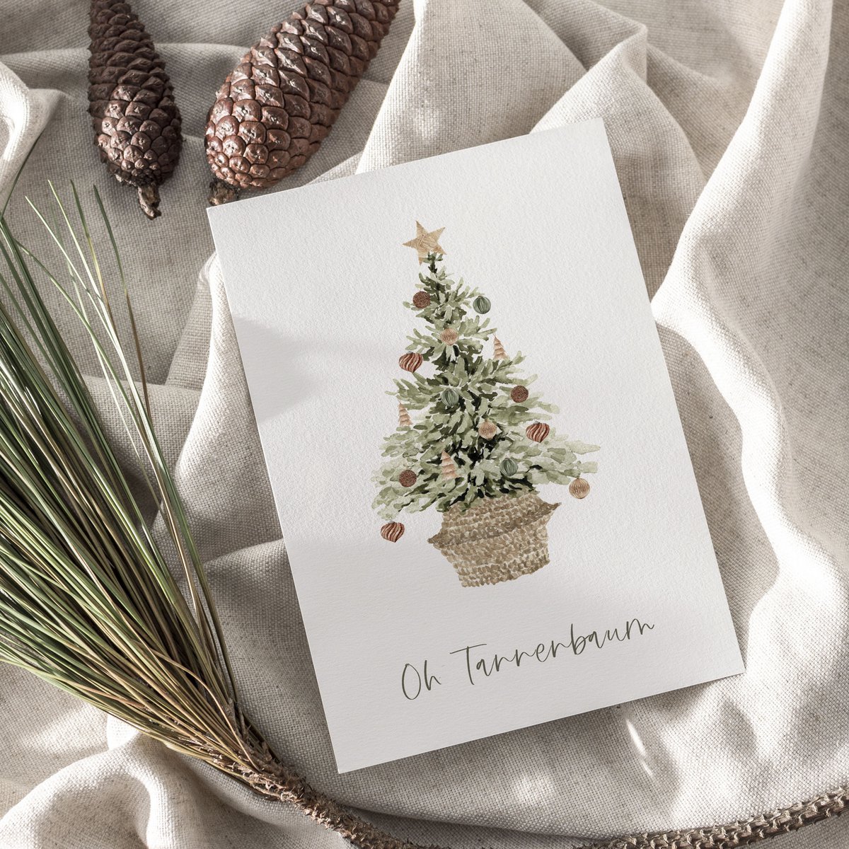 Kerstkaart op structuurpapier A6 wenskaart