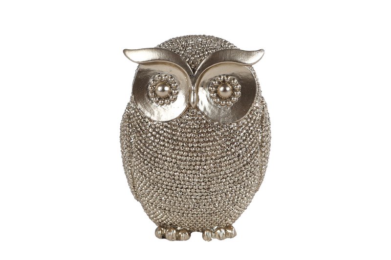 Sculpture owl gold 8x8x10cm