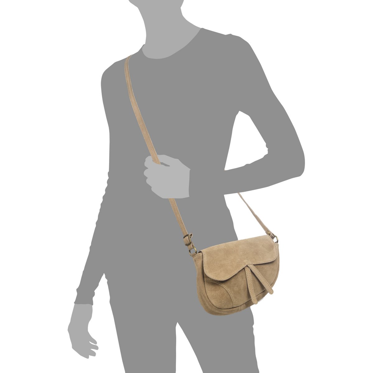 Florence Artegiani. Sac à bandoulière Susanna pour femme en cuir suédé véritable