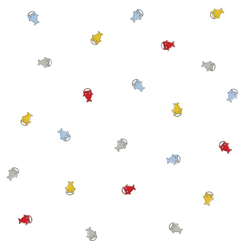 Mussola di cotone 100% - Stampa squali multicolore