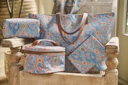 Charly Cosmetic Flat Pouch Medium Ornamento Blue 24x1x15.5cm