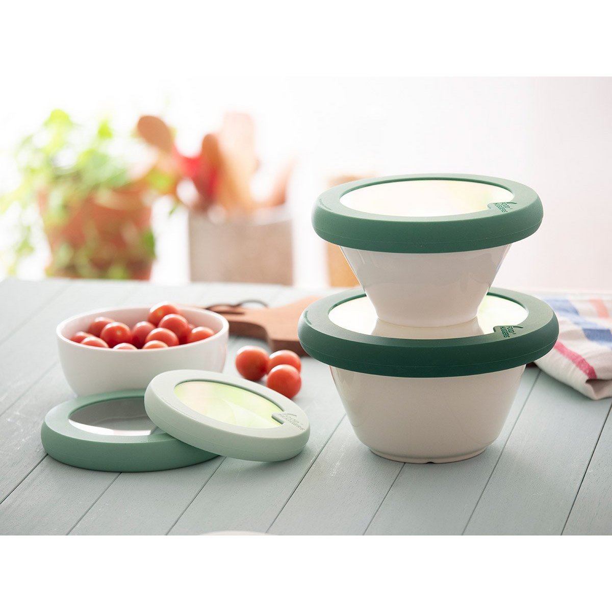 Food Huggers LIDS; Large Lid Gradual Green