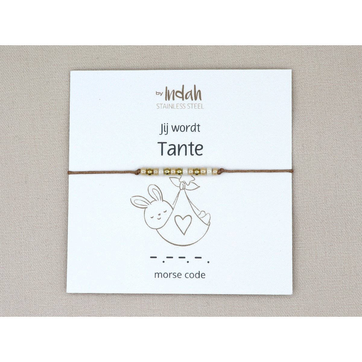 Morse code armband jij wordt tante, roestvrij staal (zilver of goud)