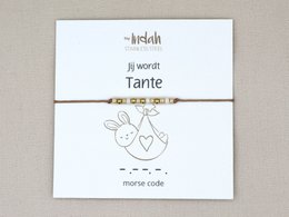 Morse code armband jij wordt tante, roestvrij staal (zilver of goud)