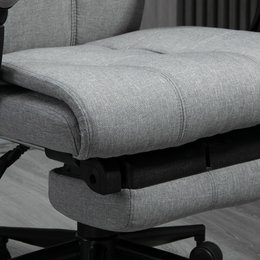 Office chair with pillow armrest Desk chair with tilt angle Height-adjustable swivel chair with footrest Linen foam PVC Light gray 66 x 76 x 112-120 cm