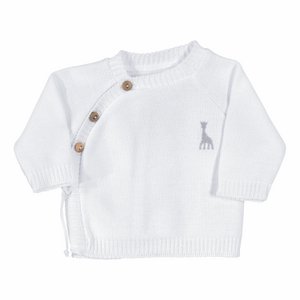 Sophie the giraffe wrap over cardigan white 1-3M