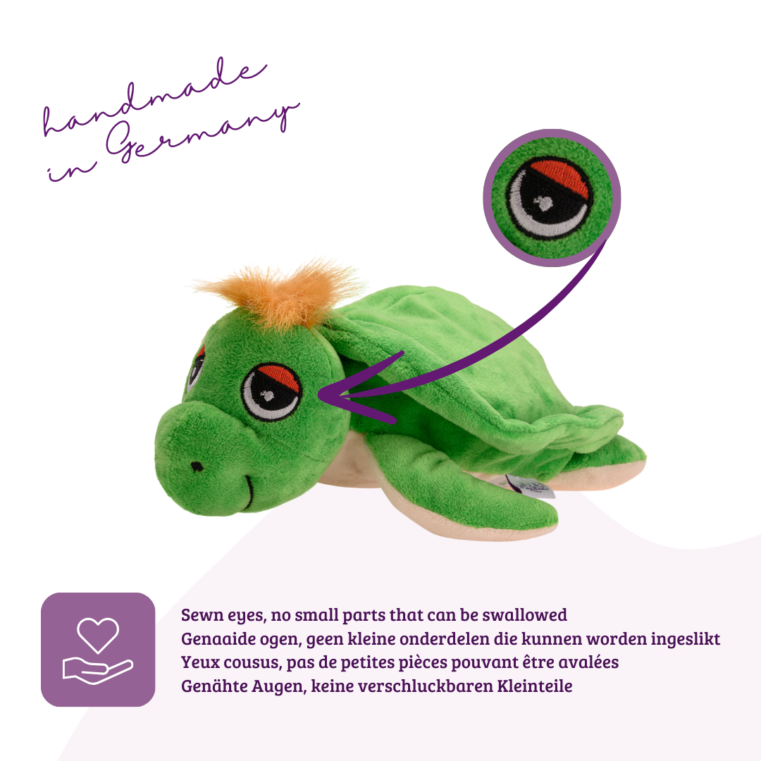 Warmtekussen, de natuurlijke warmwaterkruik als warme knuffelschildpad groot met biologische gierstvulling en gezondheidskruiden