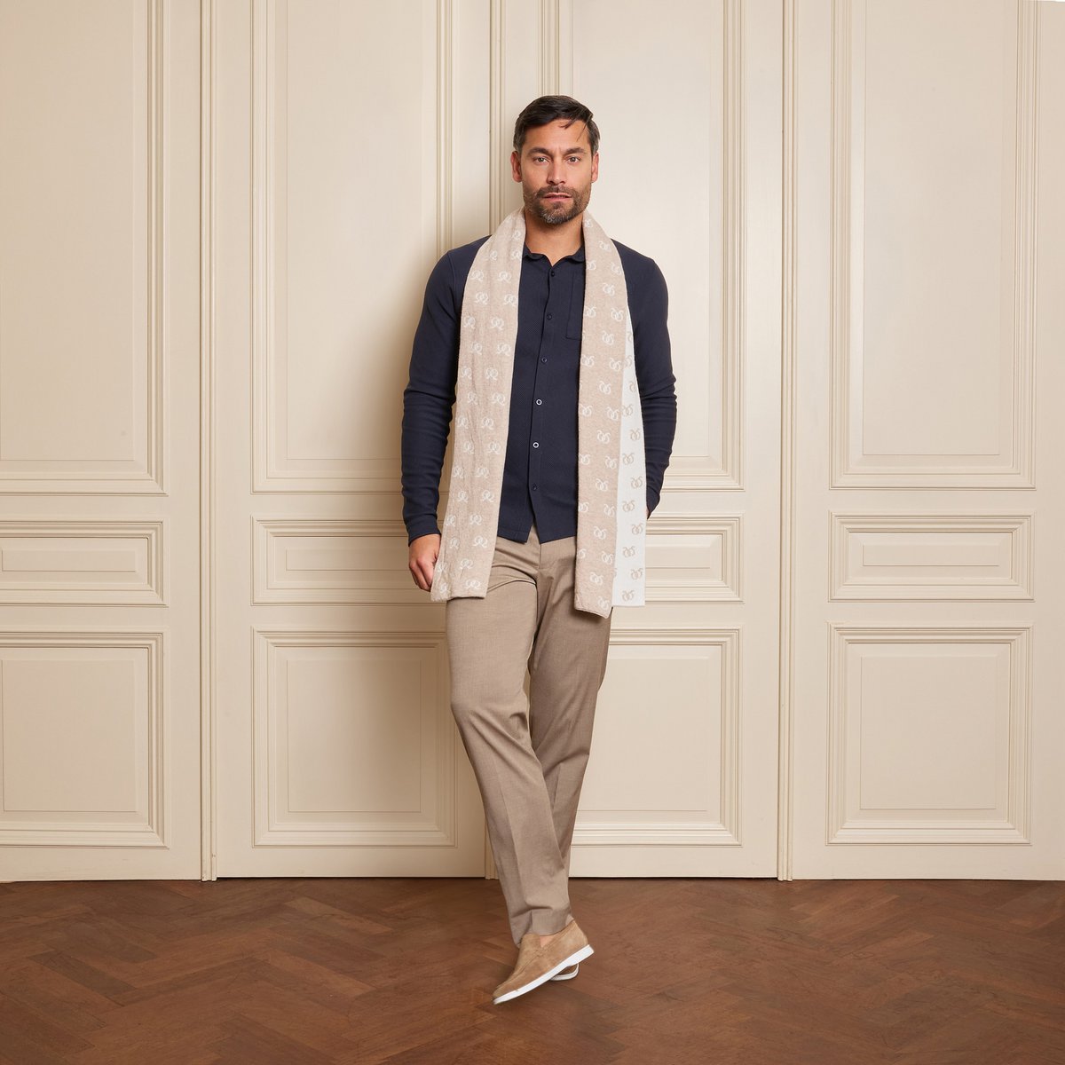 Cashmere Jacquard sjaal beige