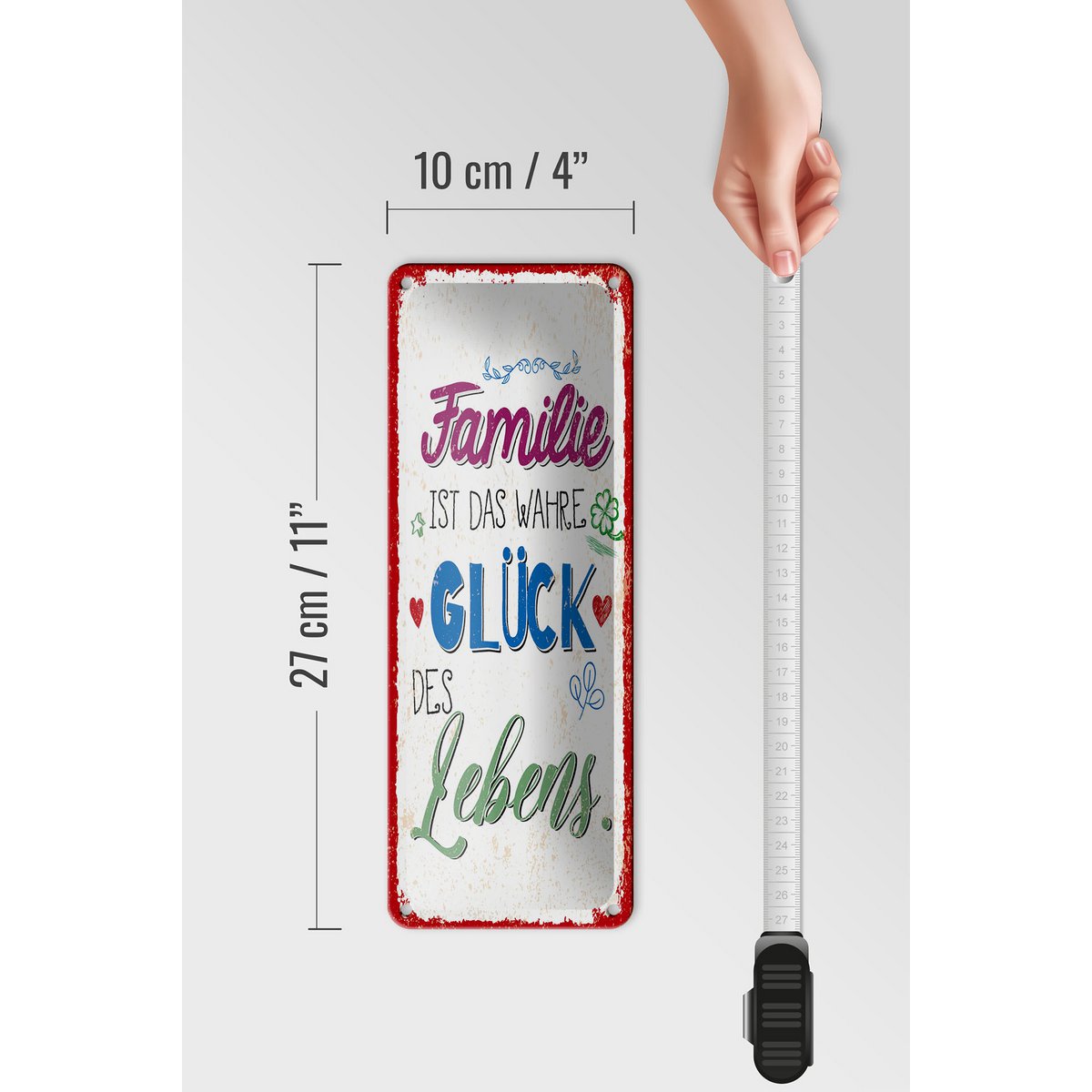 Tin sign saying 27x10 cm Family is the true happiness of life decorative sign