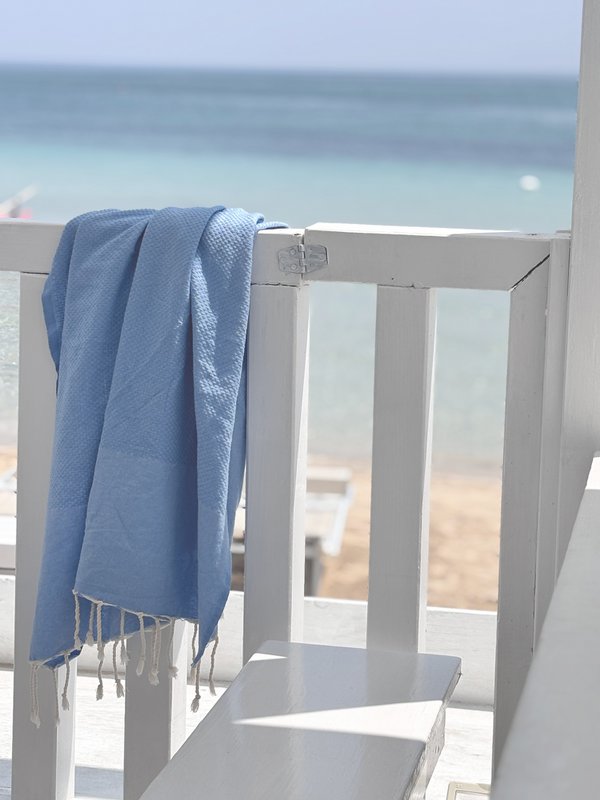 Telo Hammam Fouta Waffle - Bleu de Provence - 100x200cm