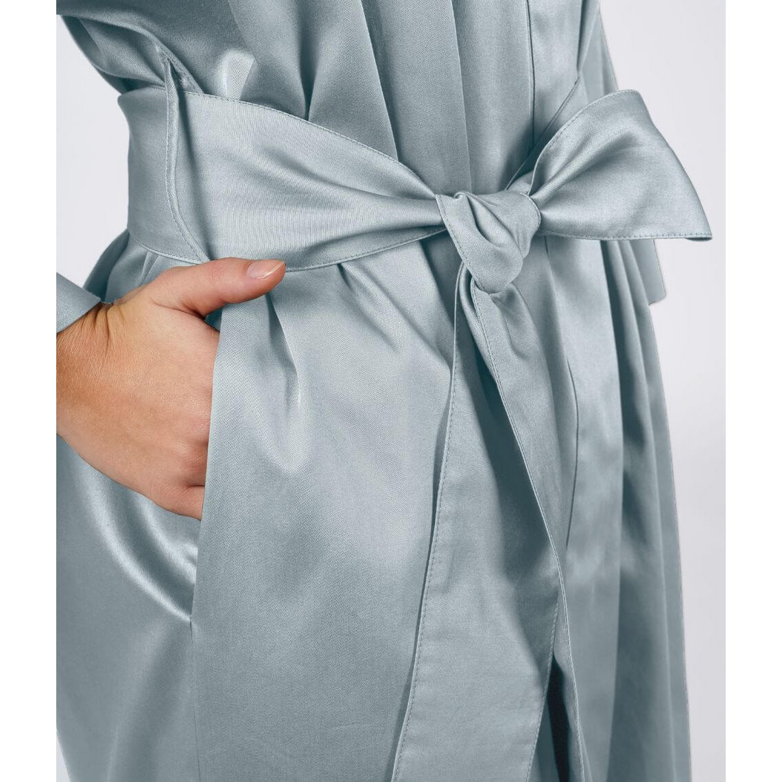 Satijnen kimono badjas Effen lichtblauw