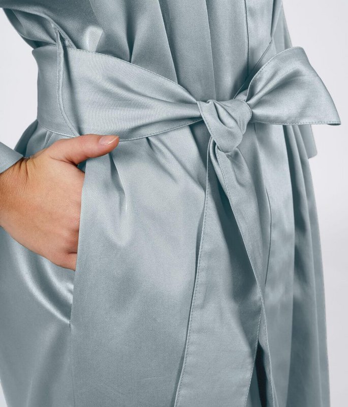 Satijnen kimono badjas Effen lichtblauw
