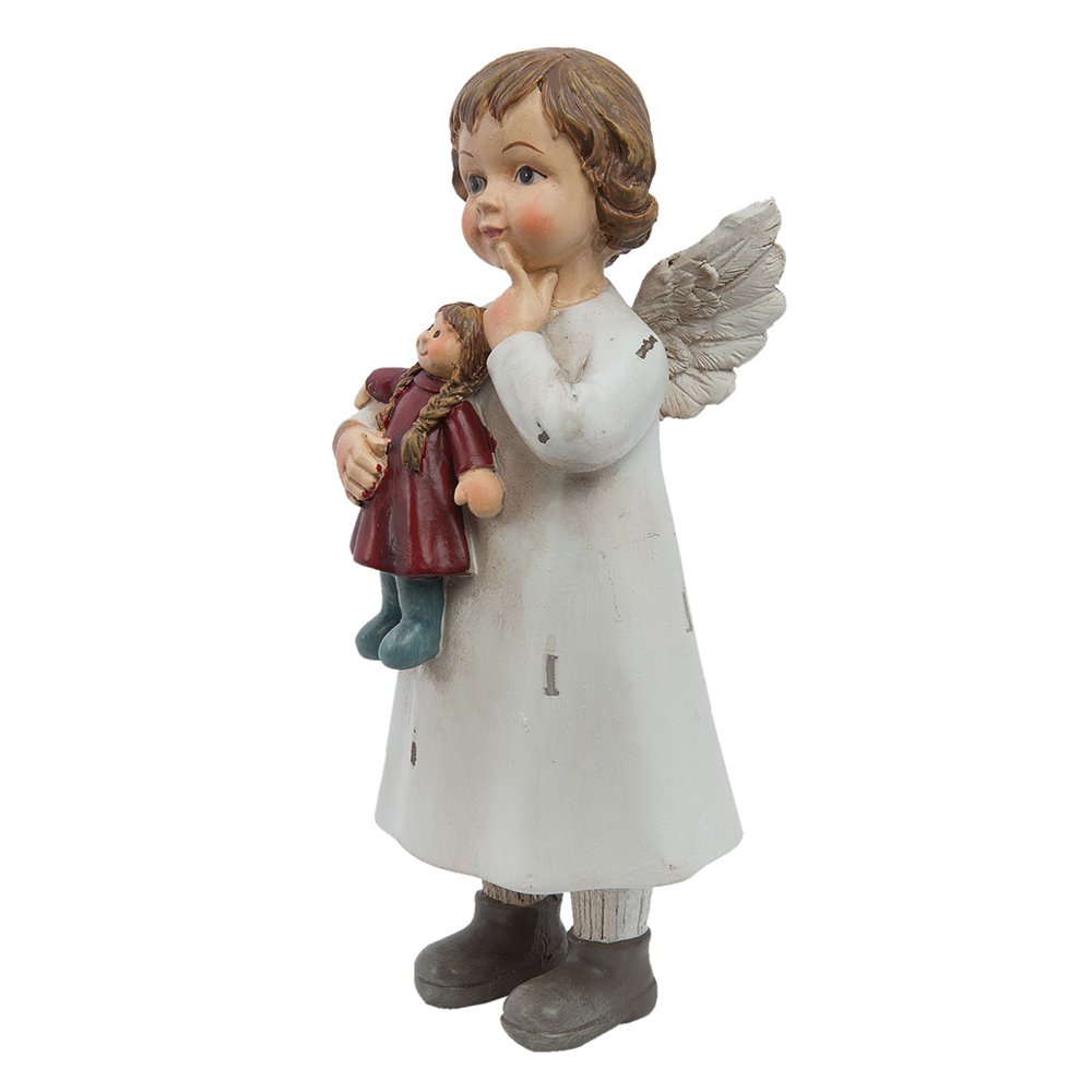 Bild Angel 6x5x14 cm Weiße Polyresin Weihnachtsdekoration
