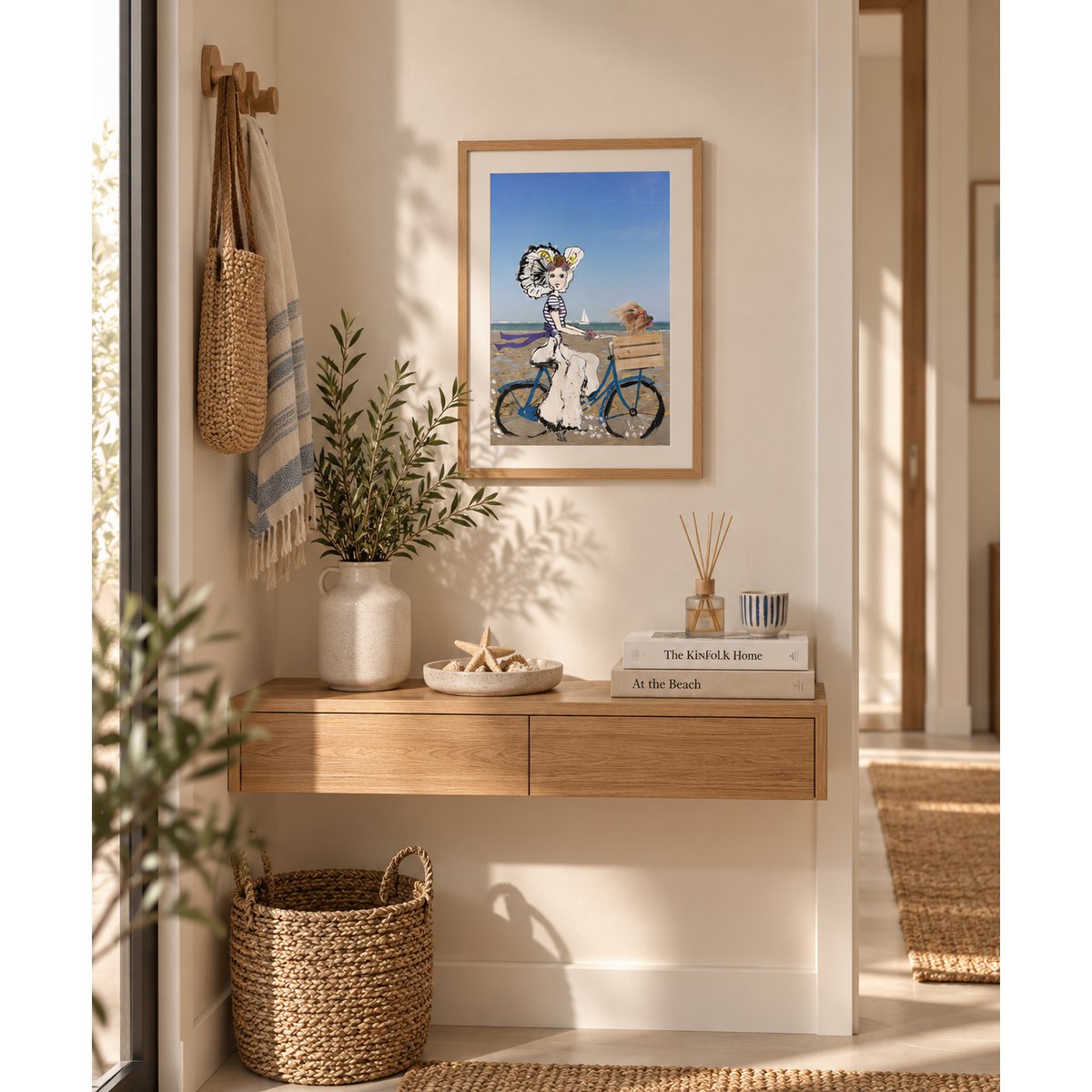 Zeeland souvenir | Zeeland poster | Zeeland girl | Zeeland coast | Beach | Dog | A3