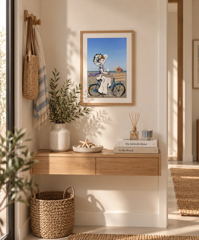 Zeeland souvenir | Zeeland poster | Zeeland girl | Zeeland coast | Beach | Dog | A3