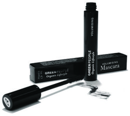Black volumizing mascara in a green tube. Provides volume and length to lashes.