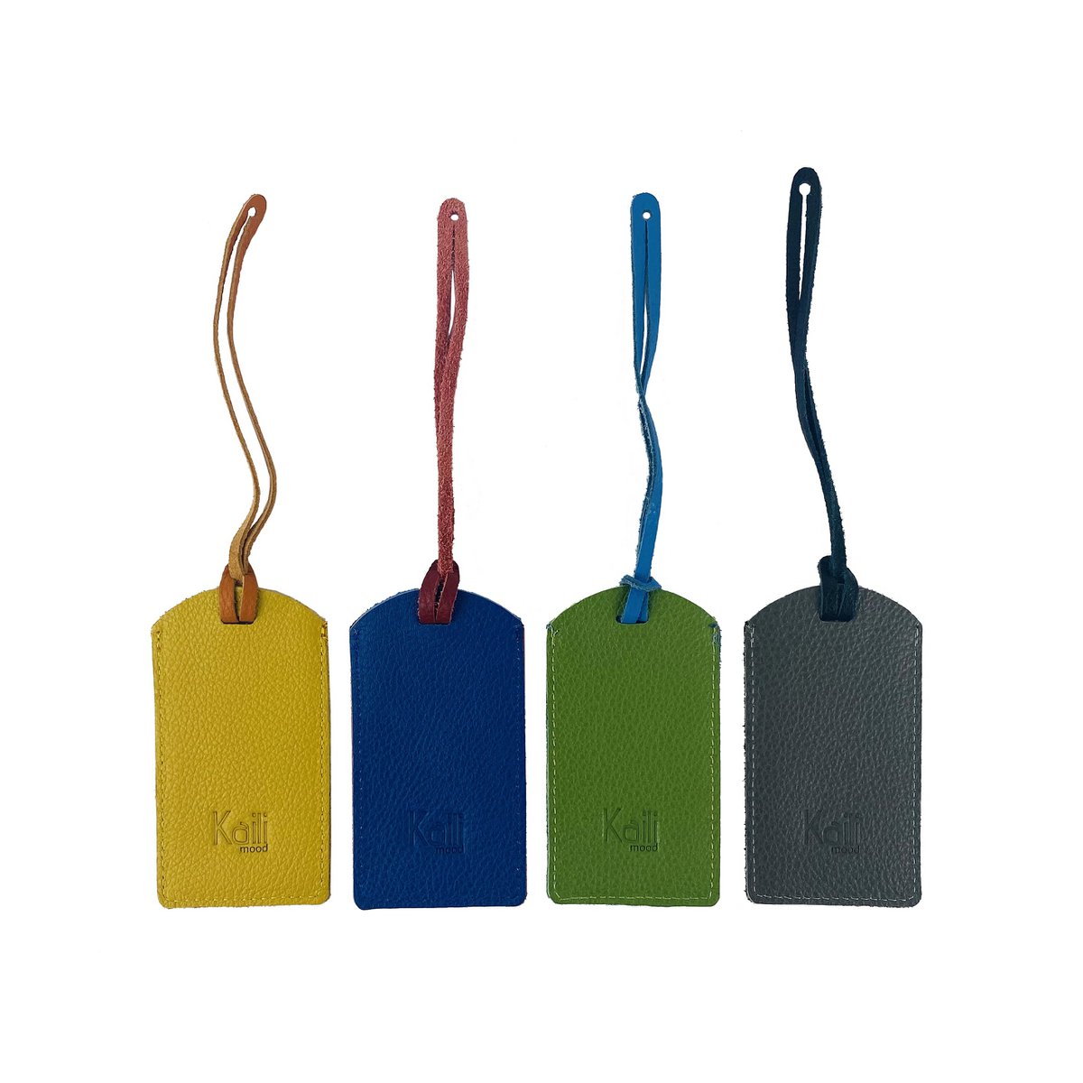 K0041LRB | Hergestellt in Italien, zweifarbiger Gepäckanhänger aus echtem Vollnarbenleder, genarbter Dollar – Orange/Gelb – Maße: 6,5 x 12 cm – Verpackung: stabiler Boden/Deckel in Geschenkbox
