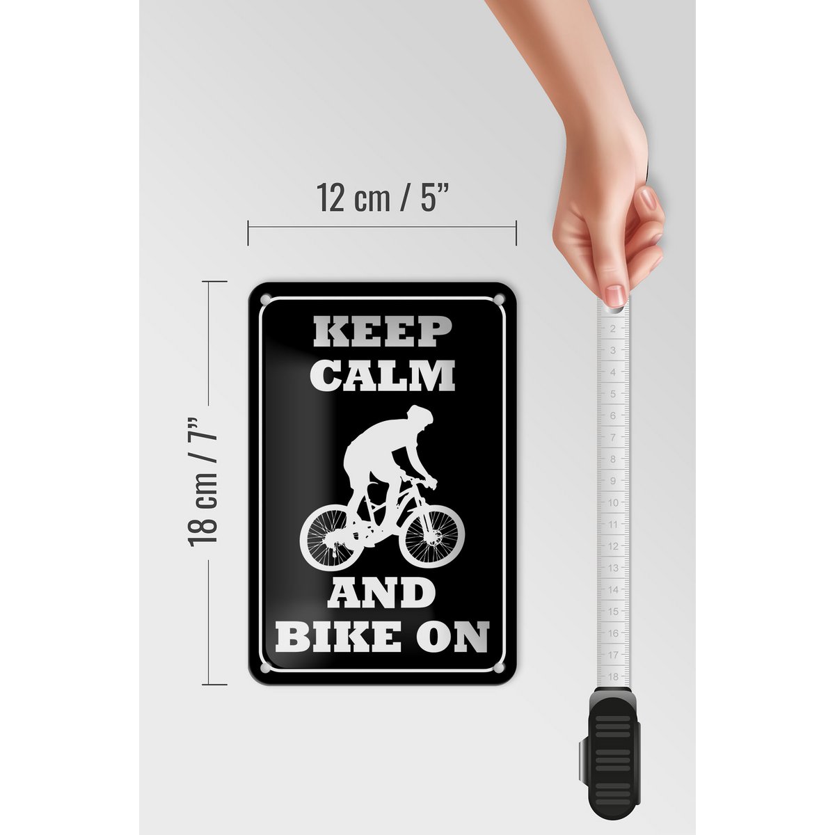 Tin sign saying 12x18cm Keep Calm and Bike on decoration