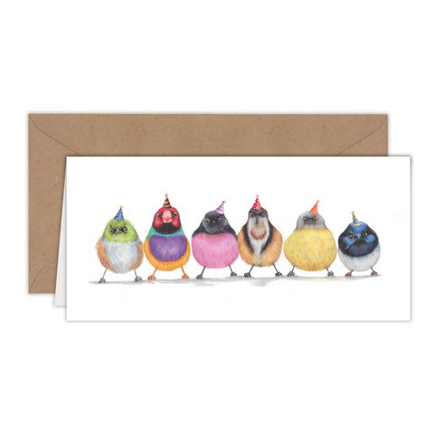 Leuke Feestvogels - Verjaardagskaart - 21x10cm