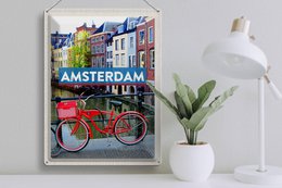 Tin sign travel 30x40cm Amsterdam travel destination bicycle