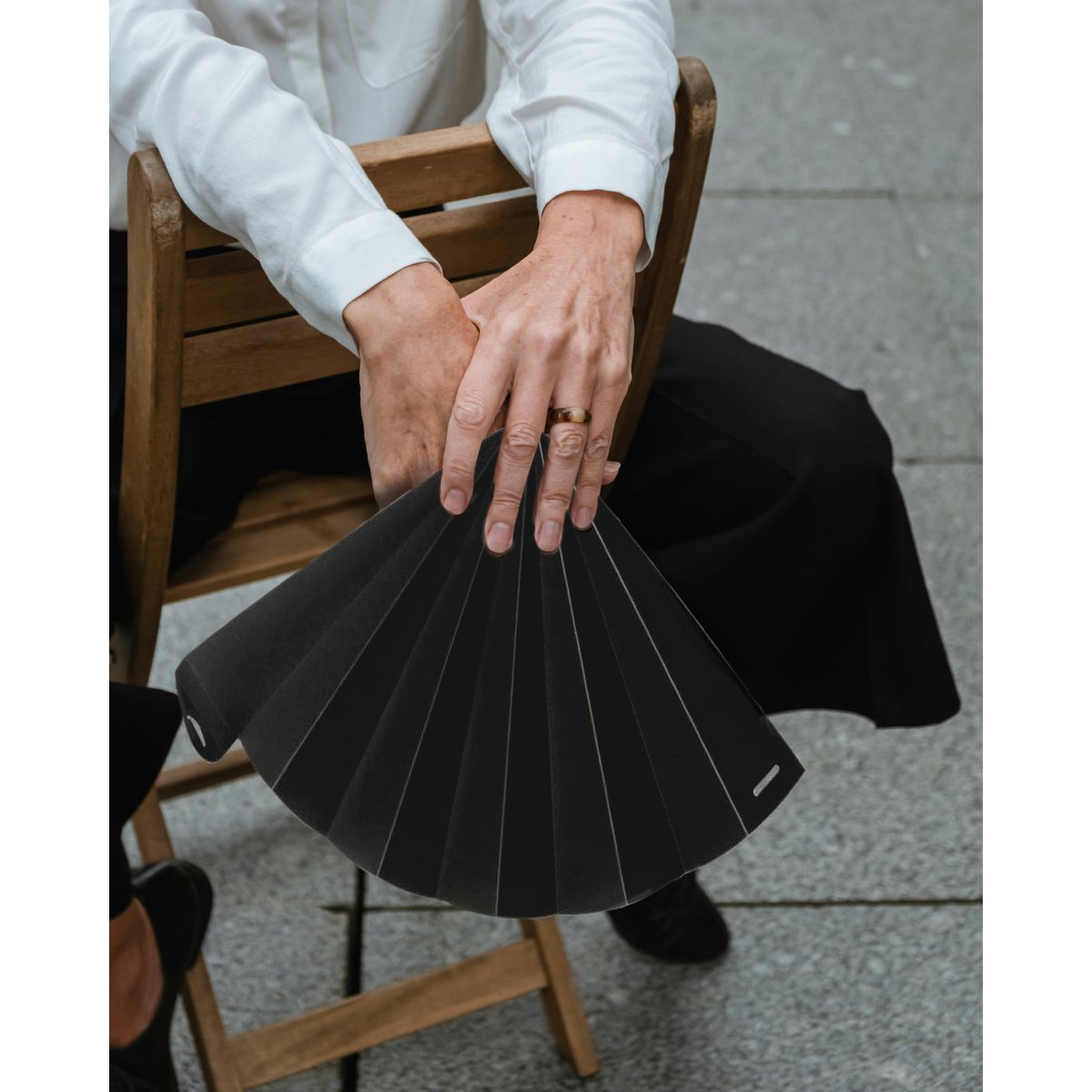 Hand fan, fan, fan, black opaque