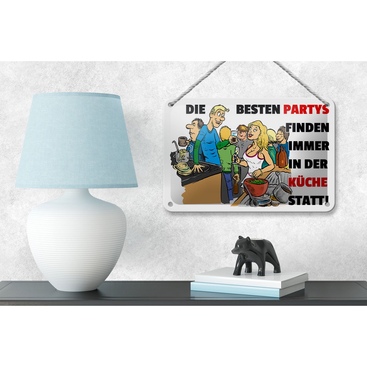 Tin sign saying 18x12cm Best parties in the kitchen decoration