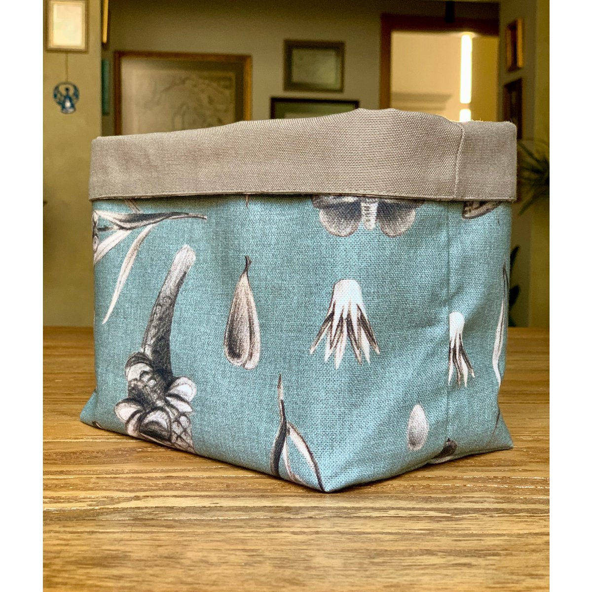 Cesta de Tela, Panera h=20cm, 100% Algodón, Estampada | Semillas Aguamarina