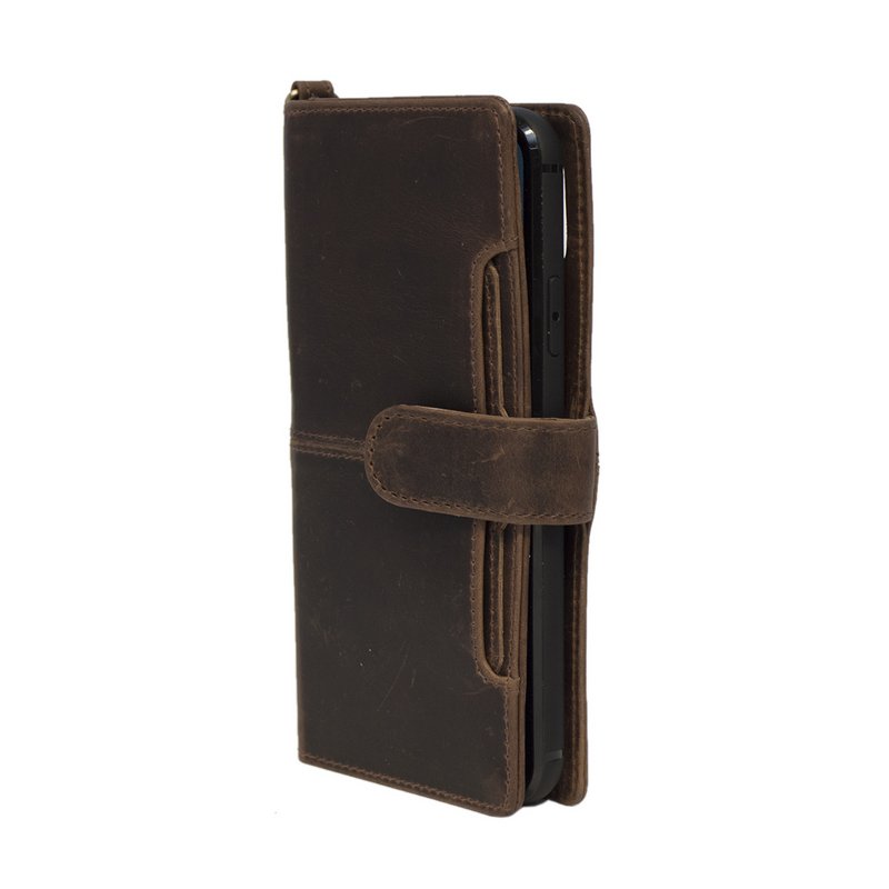 iPhone XR Case Dark Brown Leather - Case iPhone XR Dark Brown Buffalo Leather - Leather Smartphone Case