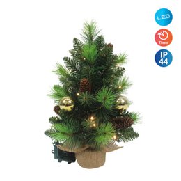 Tree abete a lim "Noel" decorazione esterna fatta di metallo e plastica in verde e oro, con LED saldamente installati