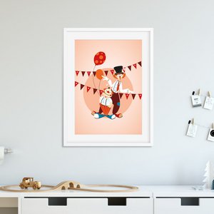 A4 afbeelding circusclowns voor de kinderkamer