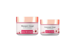Hydratisierende Maskenbox und Gesichtscrub - Kirschblüte - Roségold Edition
