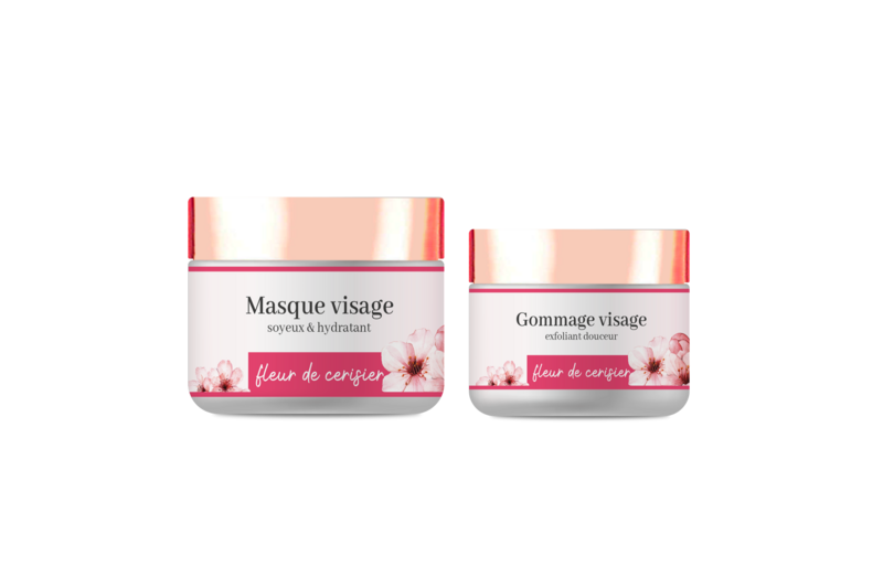 Hydratisierende Maskenbox und Gesichtscrub - Kirschblüte - Roségold Edition