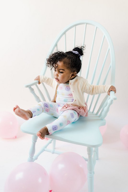 *Bestseller* Sustainable Chic Baby Cardigan Natural with Mauve Frill | 100% GOTS certified organic cotton