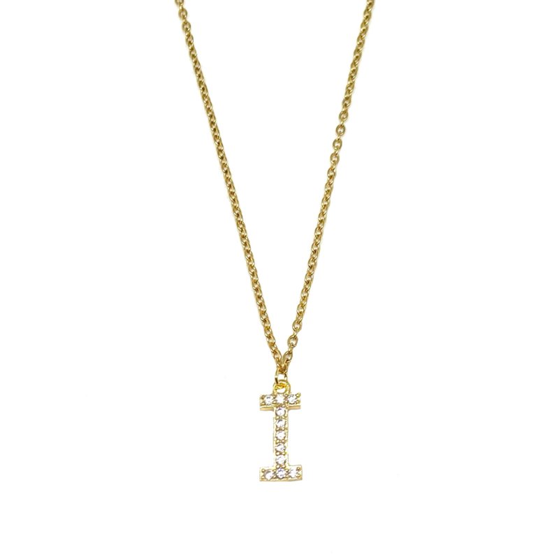 Letter ketting diamant - initial I - goud