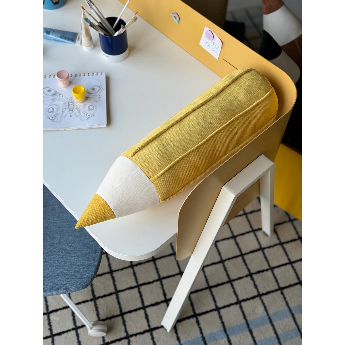Crayon velvet pillow “Yellow"