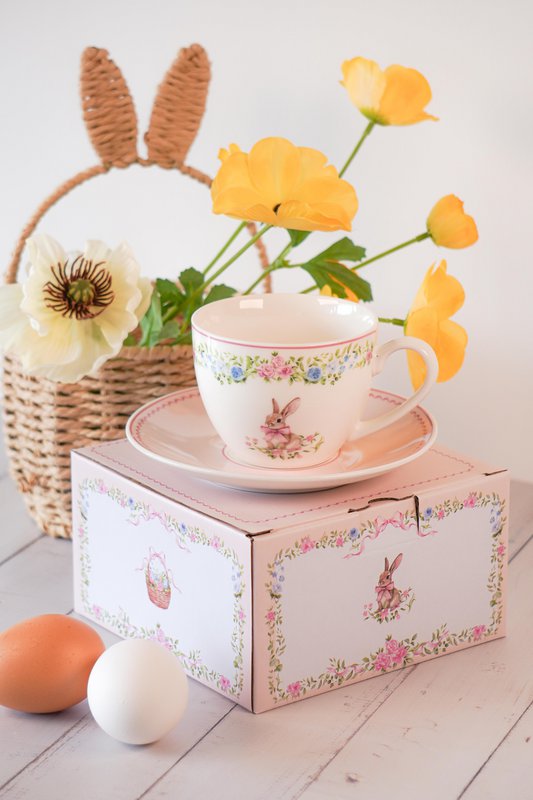 Cup & saucer Easter Joy pink 250 ml Isabelle Rose