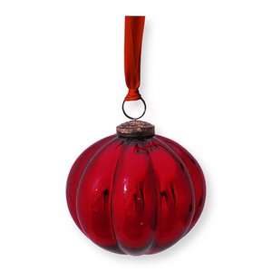 Ornament Glass Stripes Red 10cm