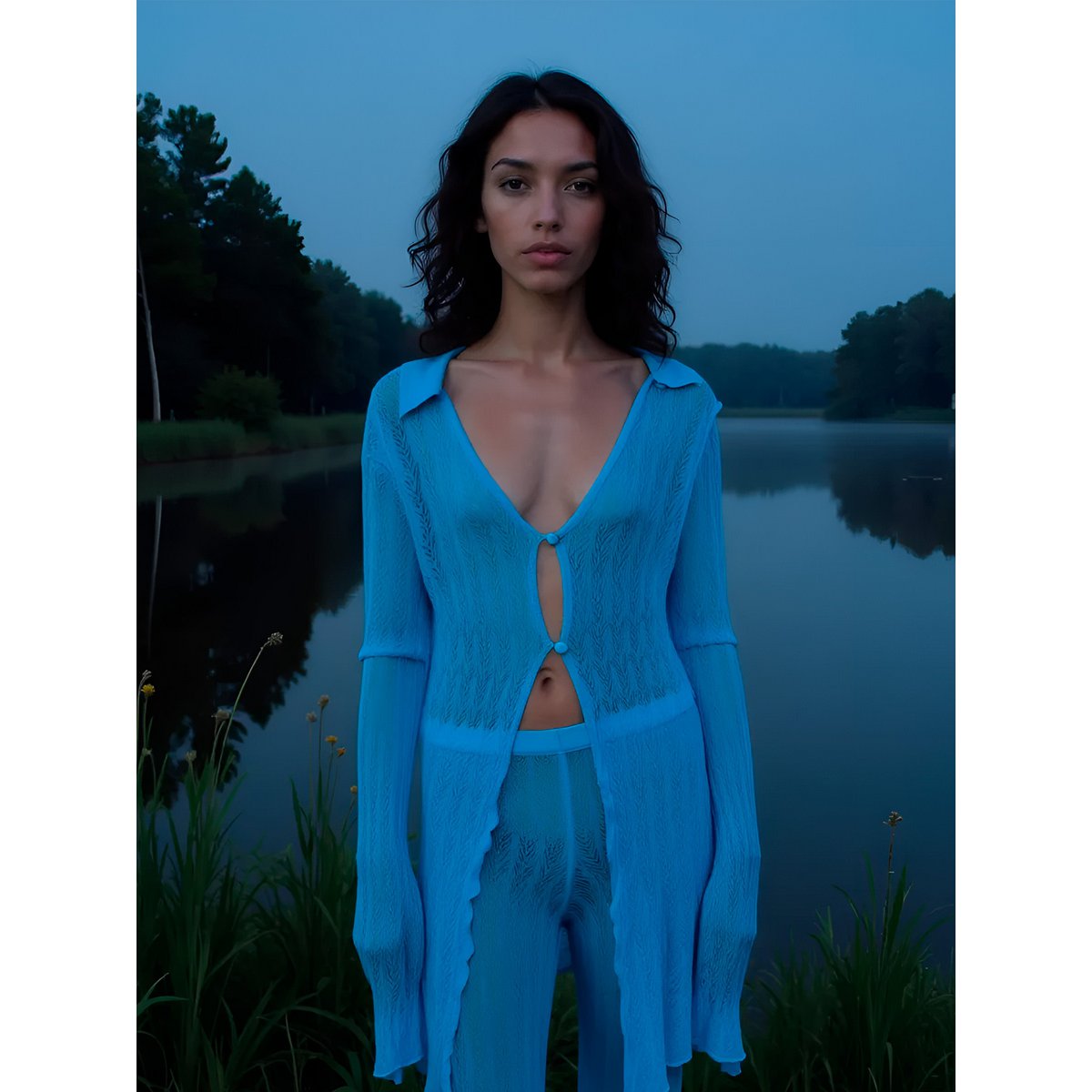 Saint Knit Blue Maxi Pants