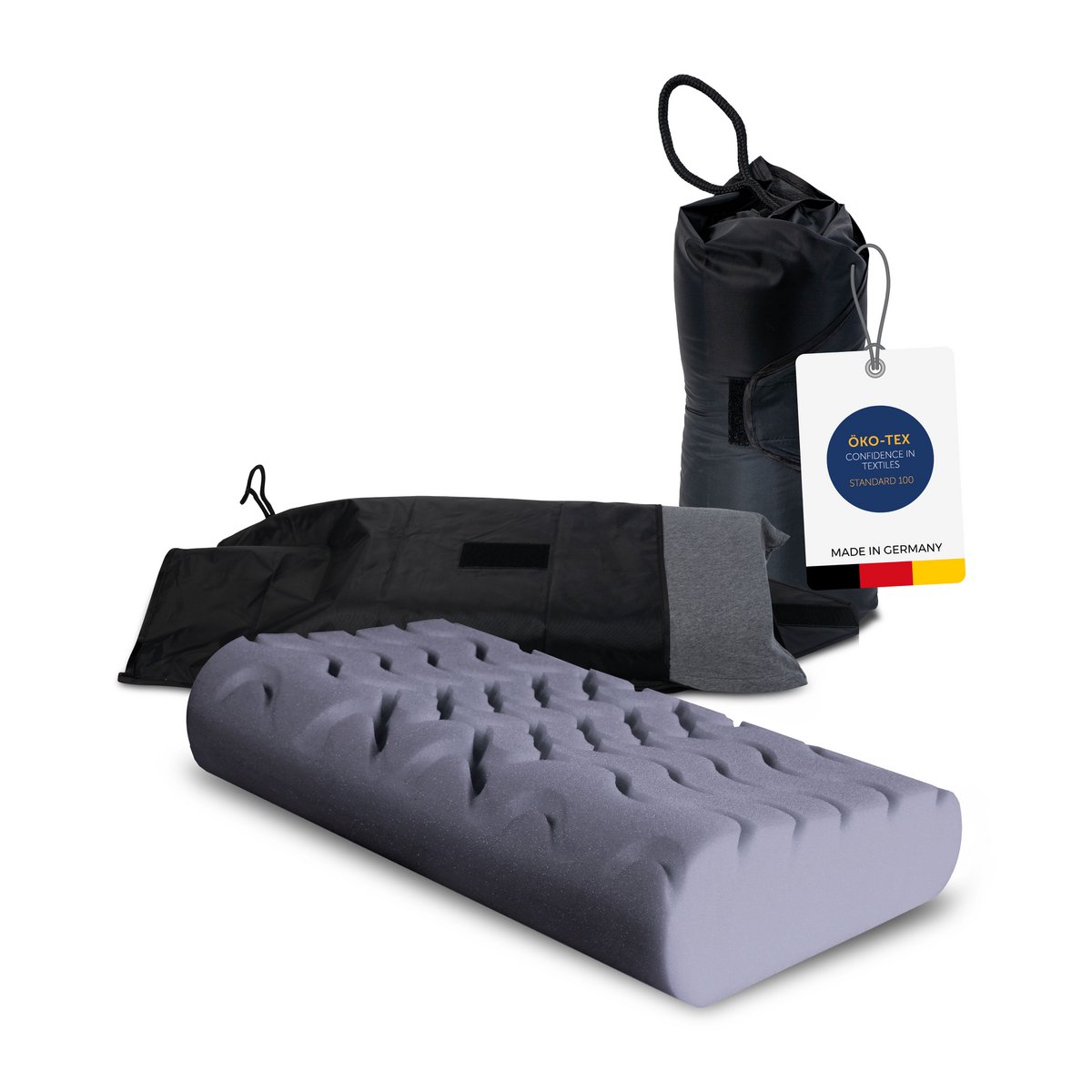 GROMOBIL® Reise-Nackenstützkissen TRAVEL – Orthopädisches Kissen: ergonomisch & atmungsaktiv für Hotel, Pension, Ferienwohnung & Camping