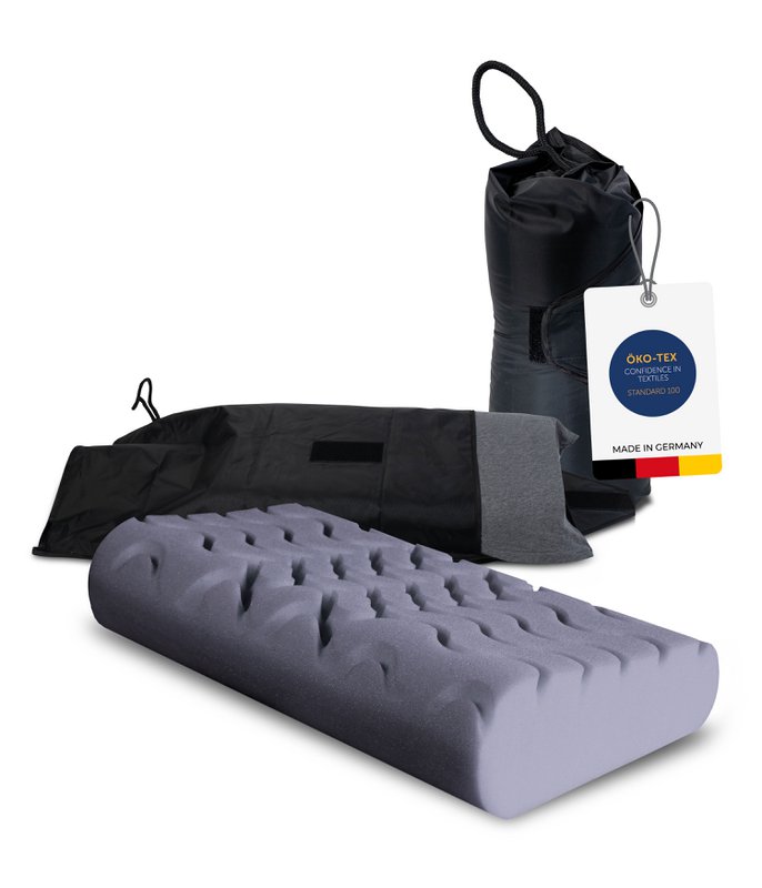 GROMOBIL® Reise-Nackenstützkissen TRAVEL – Orthopädisches Kissen: ergonomisch & atmungsaktiv für Hotel, Pension, Ferienwohnung & Camping