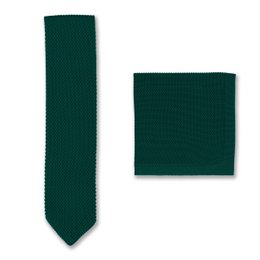 Green knitted tie and pocket square set