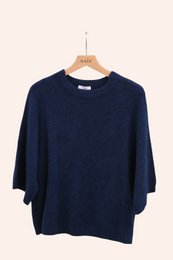 Pull col rond manches raglan 3/4 en alpaga et laine