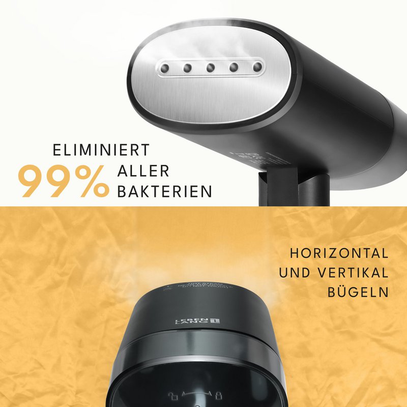 LEBENLANG Steamer Dampfglätter Reise - Kompakt Faltbar & Inkl. Reise Set I Steam Iron Dampfbürste Dampfbügeleisen für Dampfglätten Bügeln im Urlaub I Hand Reisesteamer mini handheld Travel Steamers