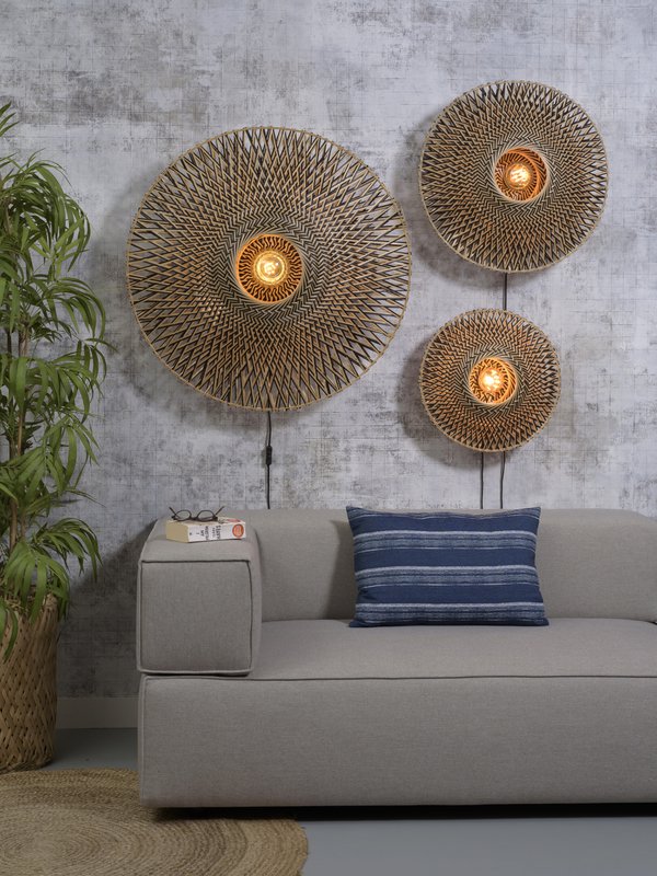 Wandlamp Bali 87cm zw./nat., L