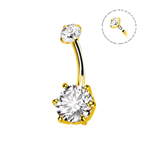Ronde zirkonia bananennelte piercing