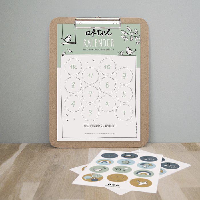 Countdown calendar | green | incl. stickers