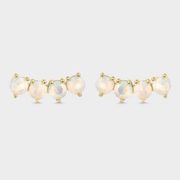 White opal gold curve earrings