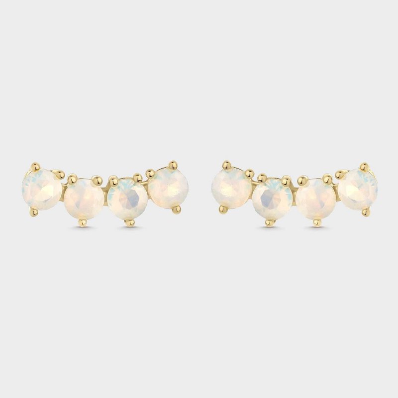 White opal gold curve earrings