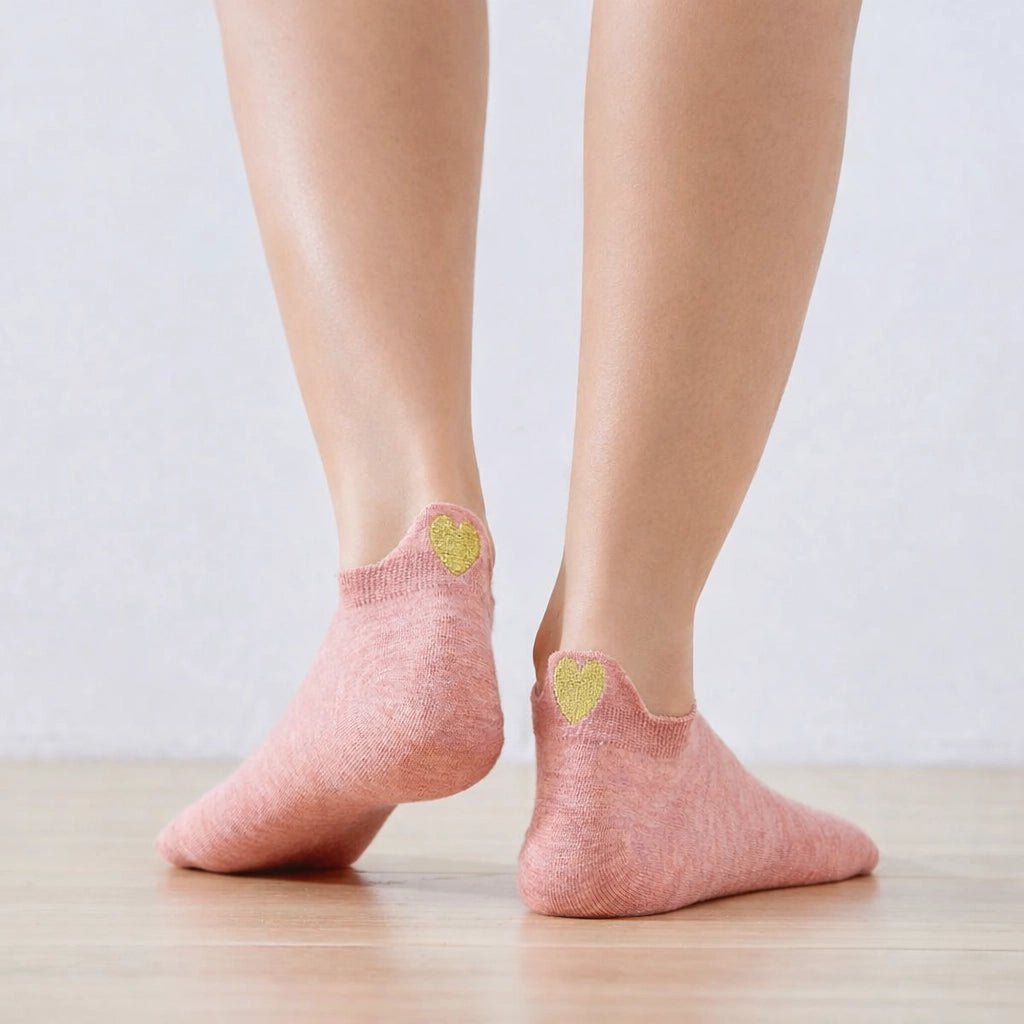 Confezione da 5 calzini da donna con linguetta a cuore dorata I 35-41